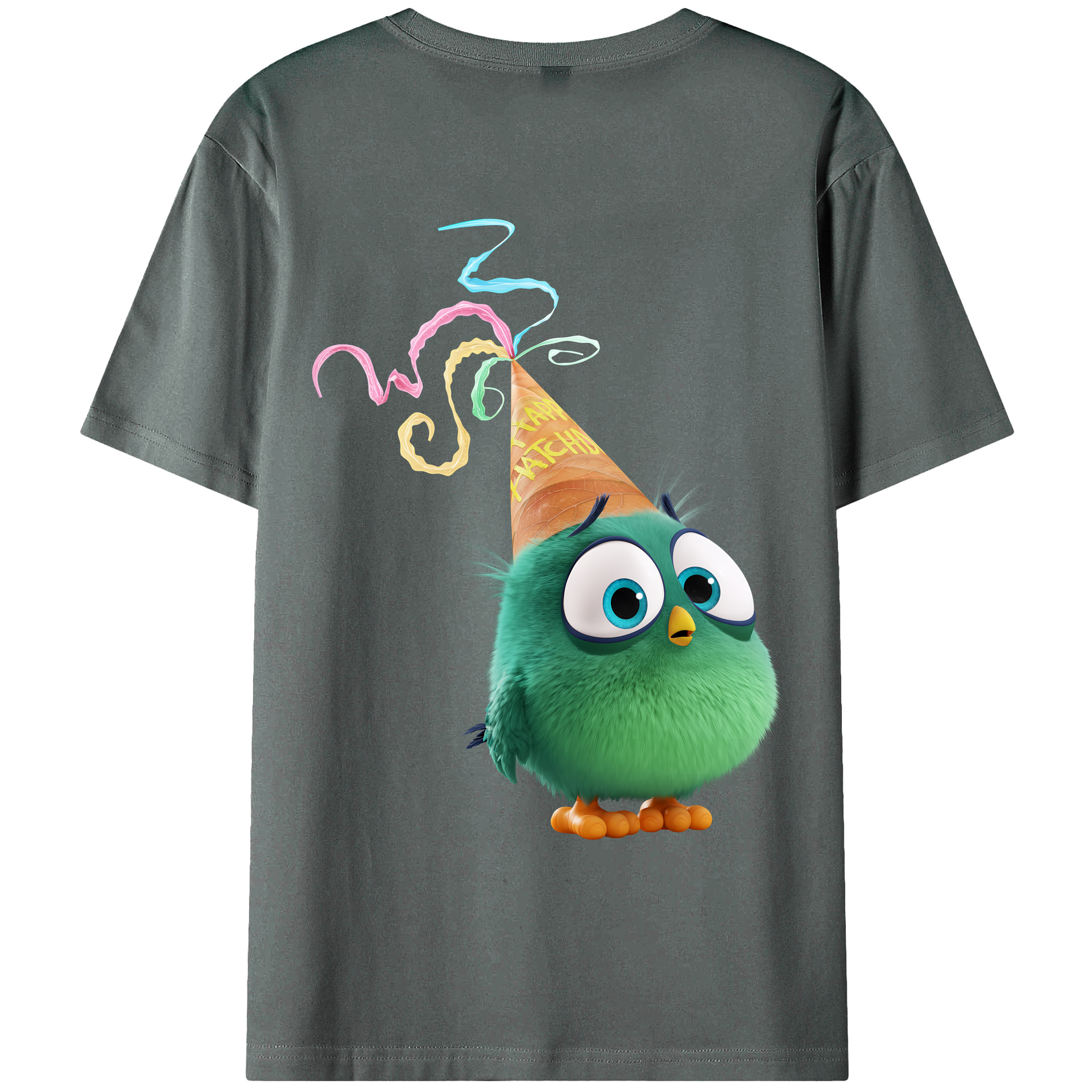 （画像用） Angry Birds アングリーバード 綿100％ メンズ半袖Tシャツ（バックプリント） 通気性